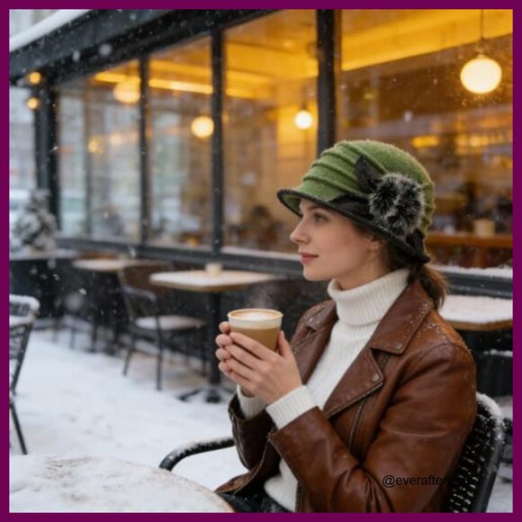 Vintage Wool Beret Bucket Hat Winter Dress Hat main image 2